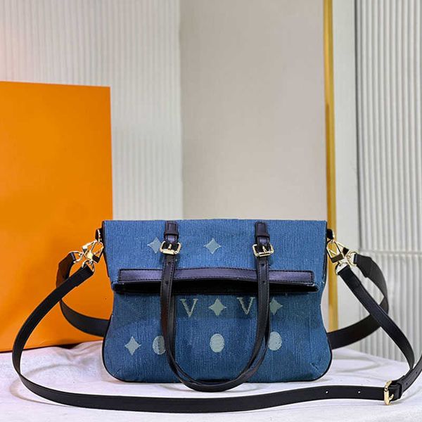 

designer bagbagdenim vintage bag foldable handbag crossbody shoulder bags women tote canvas genuine leahter old flower print backpack purse