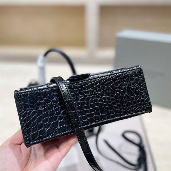

luxury hourglass bags balencaigass selling black crocodile pattern patent bright face full leather women's bag handbag messenger versat