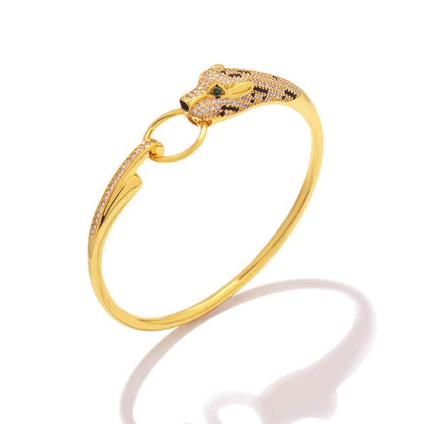 

ins recommended copper gilded style round ring leopard with diamond rose gold bracelet, Black