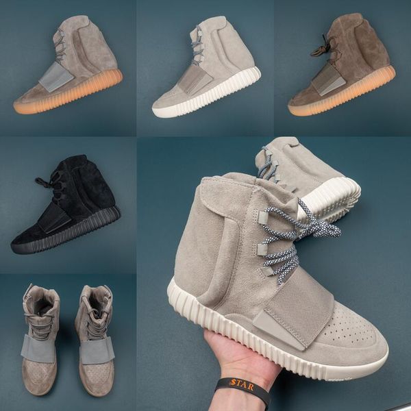 

sports shoes calfskin material zipper sewing 750 boost light brown grey black unique size 36-50