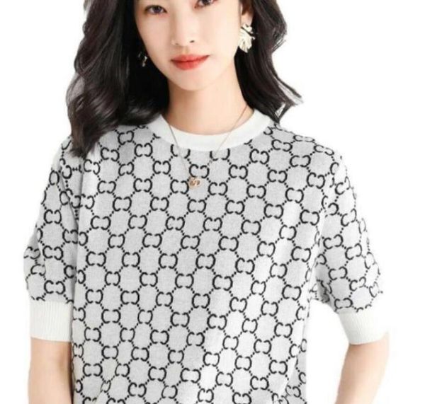

women's knits & tees fashion sweater new women knitted t-shirts luxury designer letter pullover casual, White