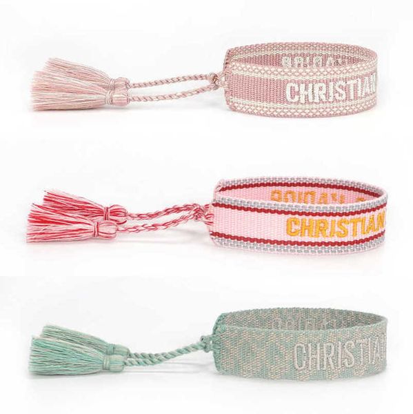 

women's luxury fashion bracelets d brand designer bangle letter embroidery bracelet hand woven jewelry bohemian rope trinket men girl f, Golden;silver