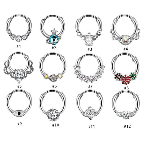 

amazon nose ring stainless steel zircon set auspicious nose european american style nail piercing jewelry, Silver