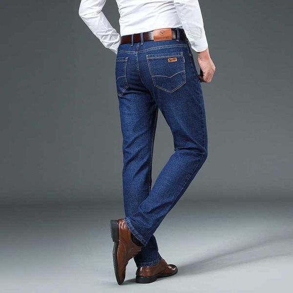 

autumn and winter 2022 men's trousers jeans straight tube loose business casual new elastic trend, Blue