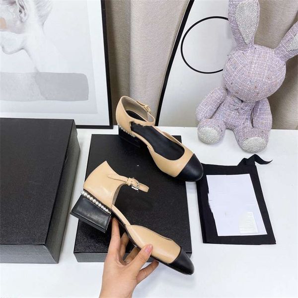 

fashion dress shoes channel women leather high heel metal buckle letter logo wedding party business casual flat shoes 09, Black