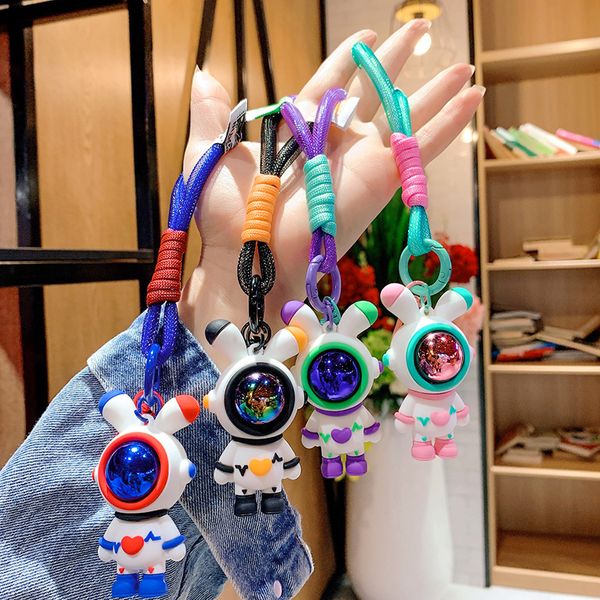 

new lightning bear metal keychains & lanyards grey purple pink green doll lovely car bag keyrings couple lover knitted lanyard gift girl boy, Silver