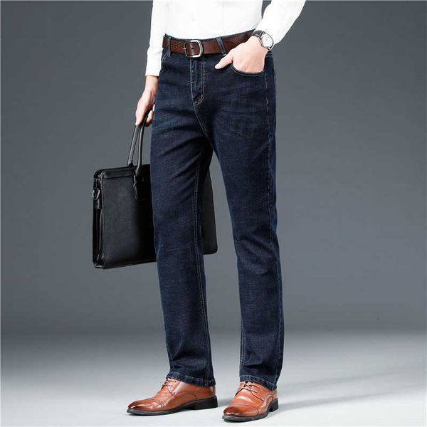 

spring and autumn 2022 new fashion brand jeans men's fashion straight loose elastic pants comfortable casual, Blue