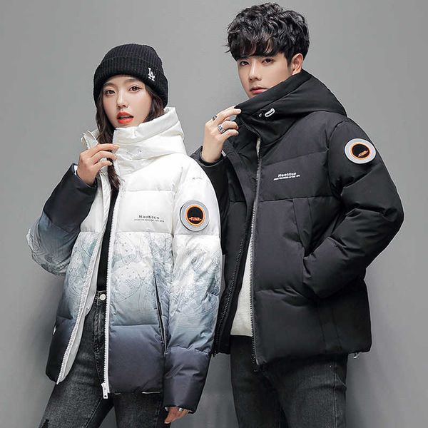 

men's 2022 new winter thickened white duck down loose 90% warm coat, Black