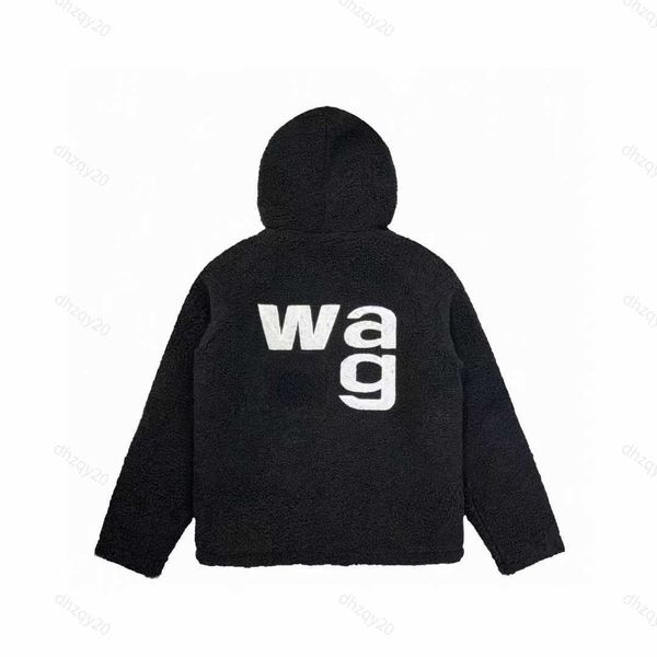 

aw fleece jacket sportswear designer flannel shirt back big letter hoodie lovers windproof jacket thick thermal coat zippered sweater cardig, Black;brown