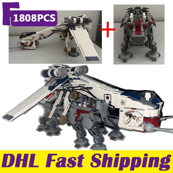 

blocks star plan movie republic dropship with at-ot walker building blocks bricks compatible 05053 10195 transport ship toys gifts t221022