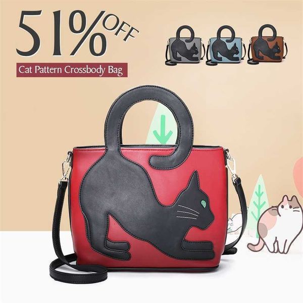 

2022 brienice fashion women cat pattern handbag crossbody purses tote bags