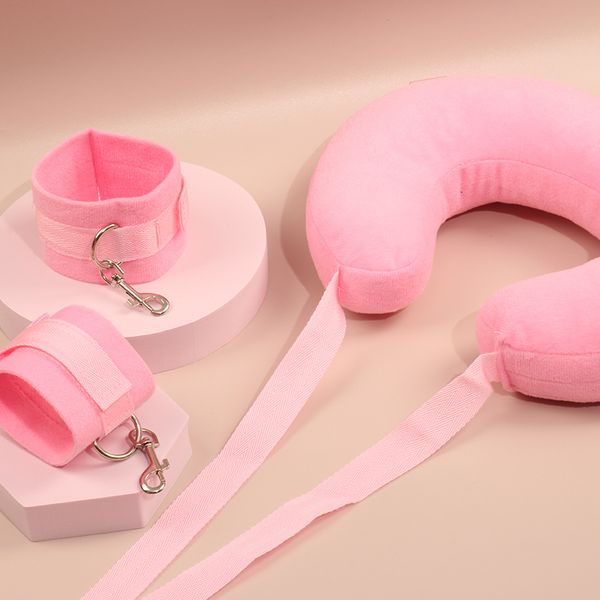 

costumes bdsm toy neck pillow open leg handcuffs anklecuffs bondage toys sm games fetish for couples women role play cosp, Black
