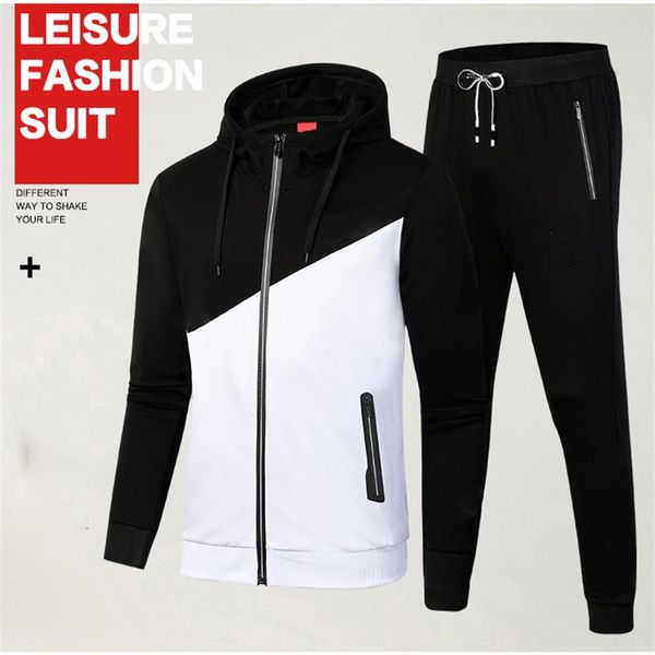 

tracksuit men set fashion sportswear sweatsuit male sweat track suit jacket hoodie with pants mens sporting suits fashion jogging 211t, Gray