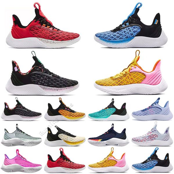 

2022 basketball shoes sneakers play trainers red white blue baskets street game day new currys flow 9 men believe elmo us 5.5-11, Black