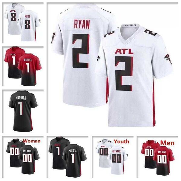 

mens jersey fans custom atlanta''falcons''men women youth 1 marcus mariota 8 kyle pitts jersey julio jones grady jarrett, Black