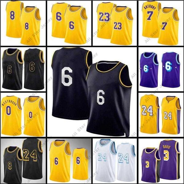 

basketball jerseys russell 0 westbrook basketball jersey 75th 7 carmelo davis 3 anthony 23 6 space jam james tune squad yellow white purple, Black;red