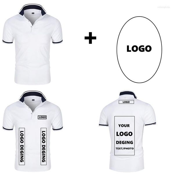 

men's polos summer short sleeve solid classic polo shirts custom printed design po logo for business staff company uniform, White;black