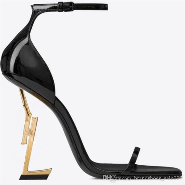 

white box designer women colorful heels sandals t-strap square toe high-heeled pumps ladies patent leather dress singl275s, Black