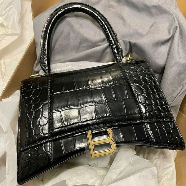 

luxury handbags designer balencaigass female new messenger versatile crocodile hourglass character leather bag