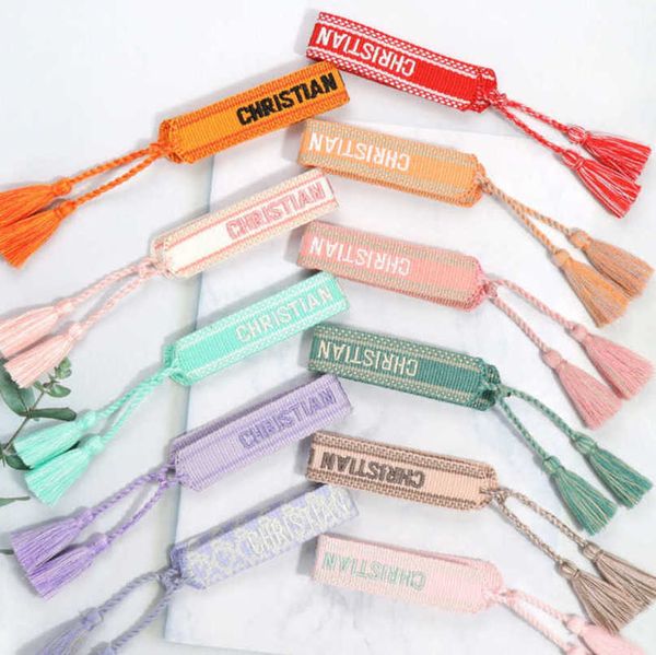 

luxury women's fashion bracelets brand bangle d designer jewelry female embroidery woven bracelet bohemian creative tassel men's g, Black