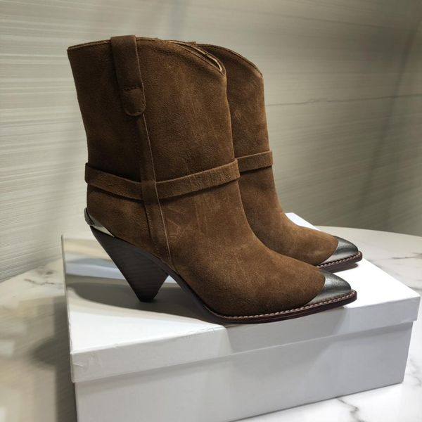 

classic isabel boots marant lamsy suede ankle boots metal toe, Black