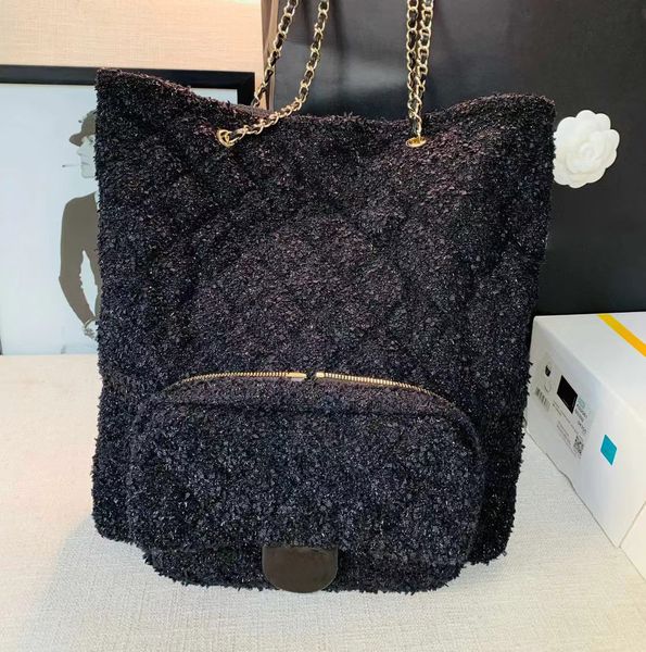 

ladies bag casual stylish and beautiful super size black gold silk wool 2 in 1 bag