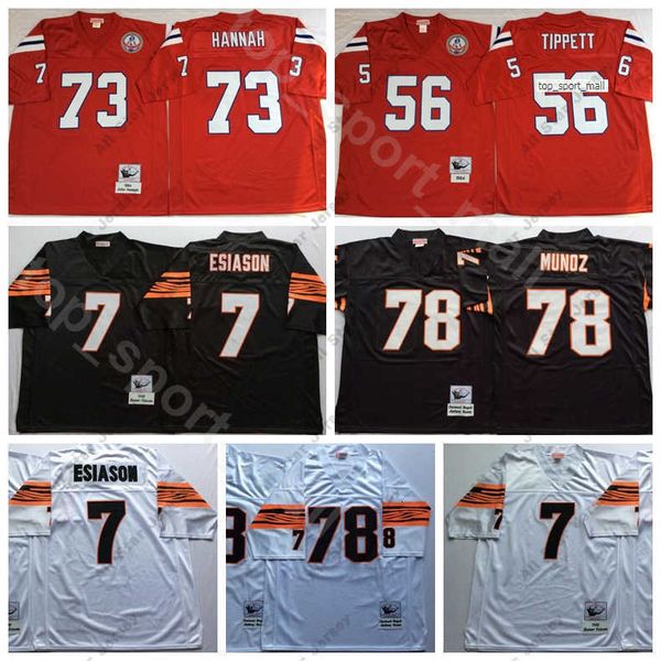 

football jerseys ncaa foobtall 7 boomer esiason 78 anthony munoz 73 john hannah jersey 56 andre tippett red black white man vintage, Black;red