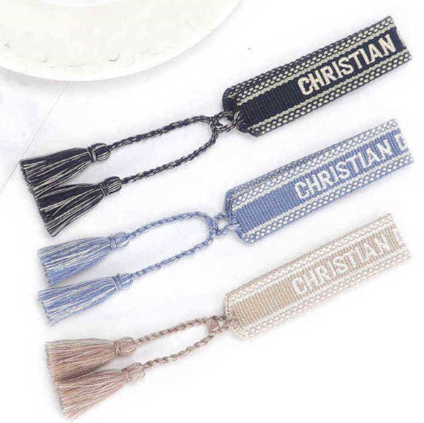 

fashion women's luxury bracelets brand d designer bangle jewelry female embroidery woven bracelet bohemian creative tassel men's g, Golden;silver