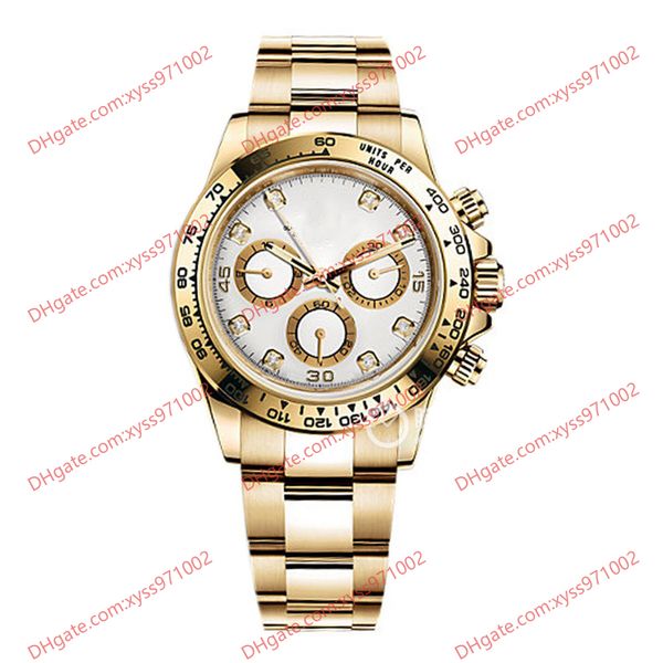 

luxury highquality men's watch 2813 automatic mechanical watches 116508 wristwatch 40mm white diamond dial sapphire glass gold stainles, Slivery;brown