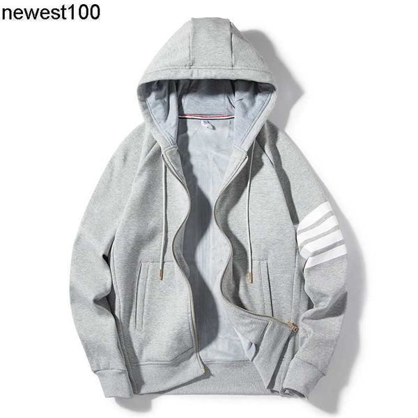 

men's hoodies designer sweatshirts spring tb hooded cardigan sweater men new jacket teenagers fashion brand loose sweater cotton, Black