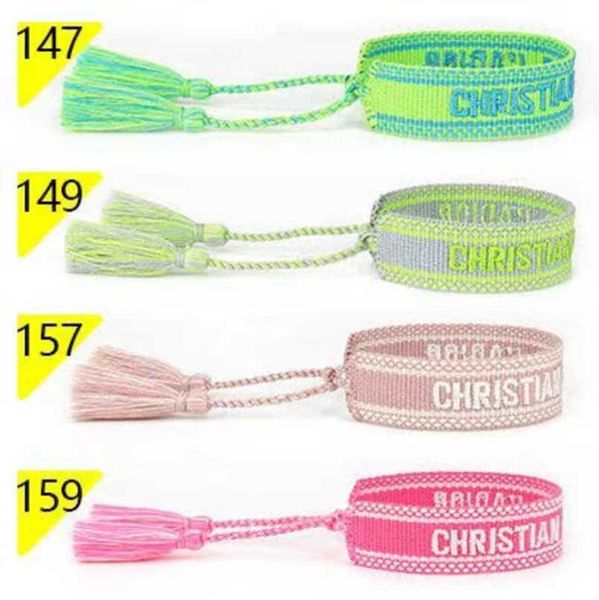 

women's fashion luxury bracelets d brand designer bangle embroidery wrist rope bohemia tassel hand woven bracelet men's girl simpl, Golden;silver