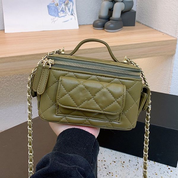 

designer channelity bags for women black handbag leather chain slant shoulder clutch totes bag cc double letters solid hasp waist square str