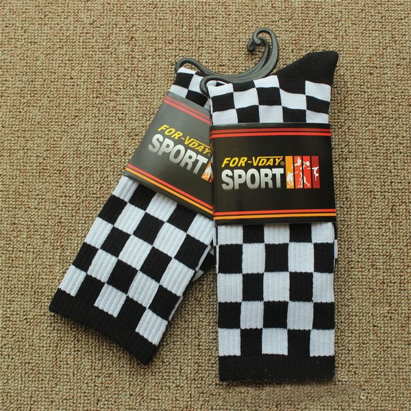 

cotton socks sports lattice couple street skateboard stripe harajuku fashion hip-hop long tube, Black