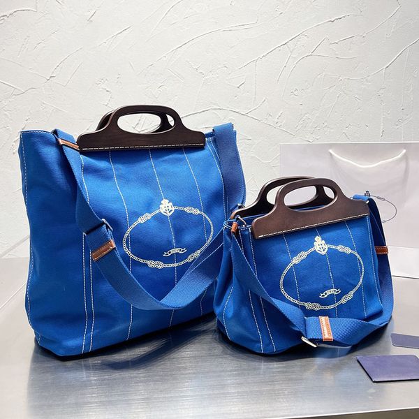 

canvas tote beach bag crossbody shoulder bags handbag women purse wooden handle fashion letters plain large capacity pocket detachable wide