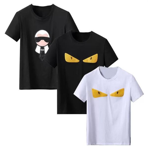

hight quality summer mens designers t shirt embrodiery eye casual man womens loose tees letters print short sleeves eyes men t-shi300a, White;black