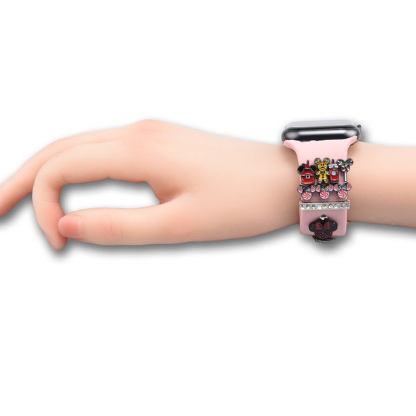 

moq 1pcs 2022 new soft rubber silicone watchs bands charms for apple sports band replacement wristband strap watch bands charmss, White;pink