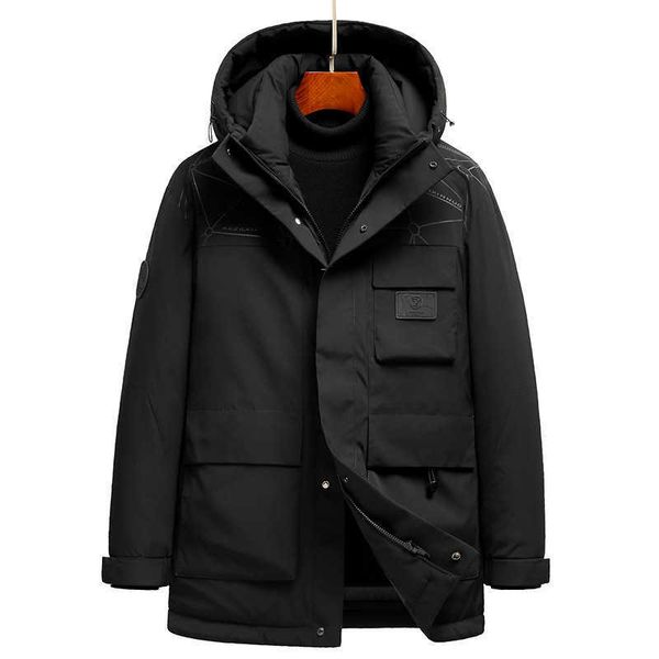 

men's goose down jacket windproof thickened hooded coat in winter new, Black