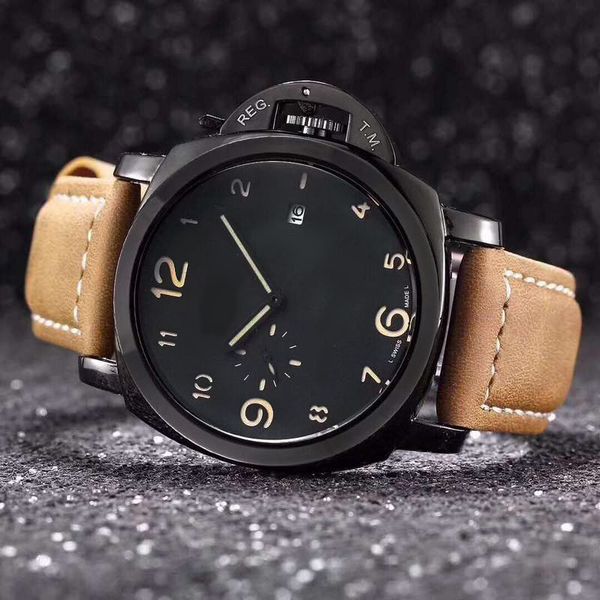 

2022 men's luxury quartz watch high-end exquisite multi-function luminous calendar belt watches, Slivery;brown