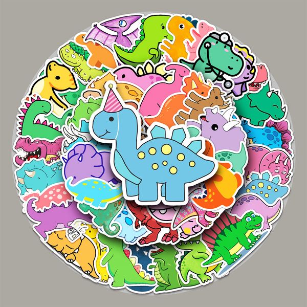 

50pcs wholesale color dinosaur no repeat waterproof stickers pack for suitcase diy car notebook scrapbook fridge bike