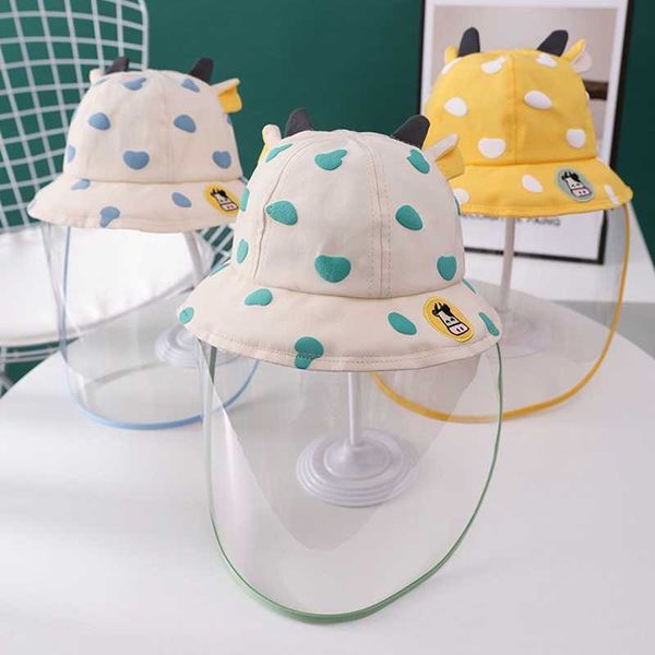 

caps hats 2022 face shield baby cute cartoon anti saliva bucket protective dustproof detachable sun cap l221028, Yellow