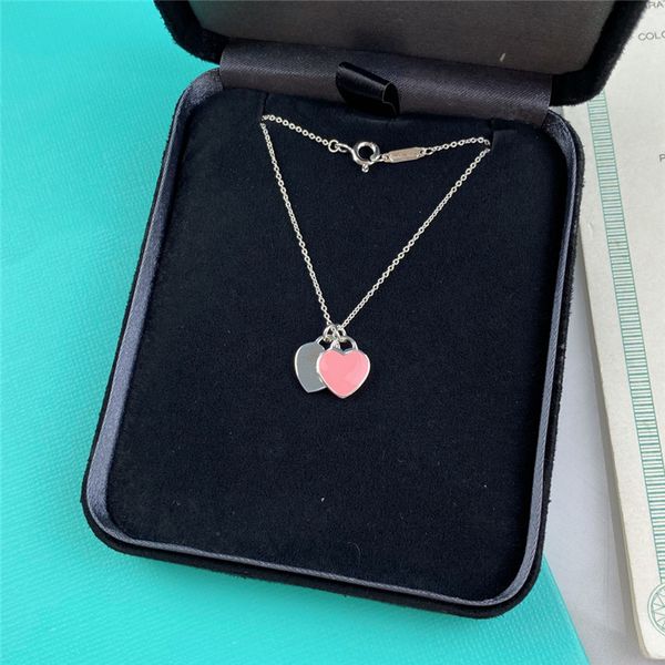 

heart 22 lover necklaces 3 colors woman luxury jewelry 925 silver t chains womens neckwear party wedding blue