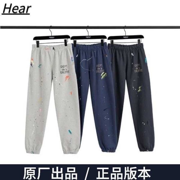 

hip hop gallerydepts designer pants version hand correct painted splash graffiti loose high street leggings men'sc6ul, Black