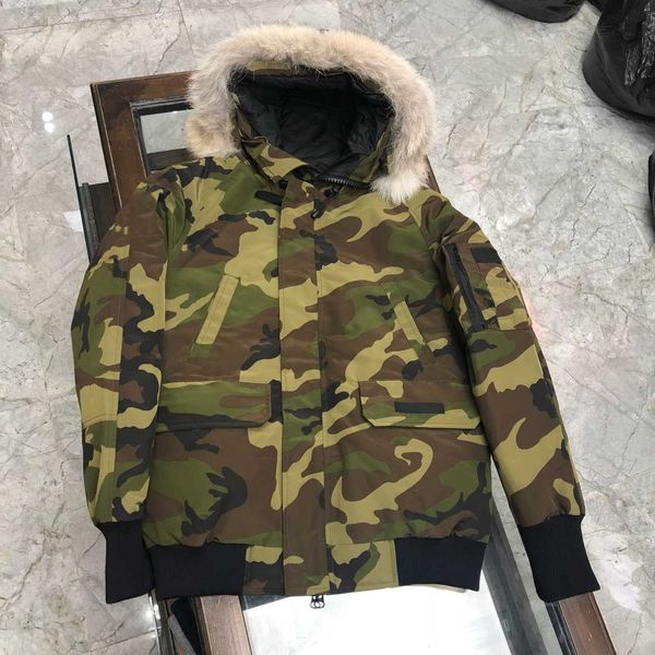 

designer luxury goosie down jacket fur ruff men cg winter fit warm canadas men white goosing coat exterior pockets zipper stretch rib cuff t, Black