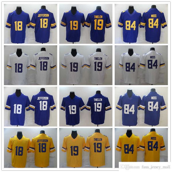

minnesota''vikings''new football jerseys 84 randy moss 18 justin jefferson 19 adam thielen stitched jersey, Black;red