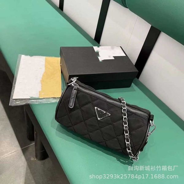 

factory wholesale new 2023 boxed cylinder vintage lattice chain nylon hobo armpit single shoulder messenger women's