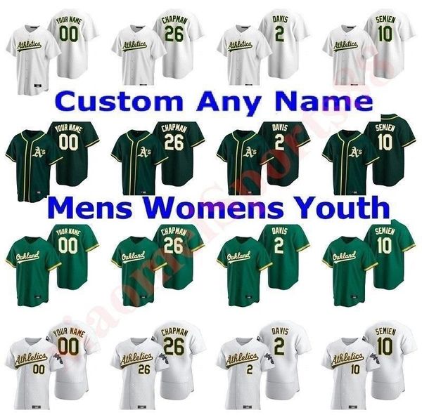 

college wear 20 21 athletic men women kid youth baseball jerseys matt chapman khris davis marcus semien chris bassitt tony kemp ramon laurea, Black