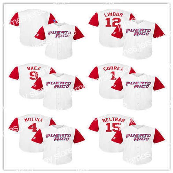 

baseball jerseys 2017 puerto rico world baseball classic jerseys 12 francisco 1 carlos correa 9 javier baez 4 yadier molina 15 carlos beltra, Blue;black