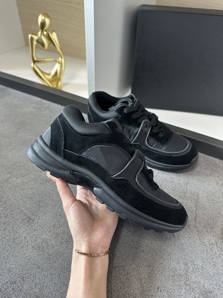 

designer luxury shoes men women reflective sneakers genuine leather sneakers party velvet calfskin mixed fiber casual shoe 3, Black