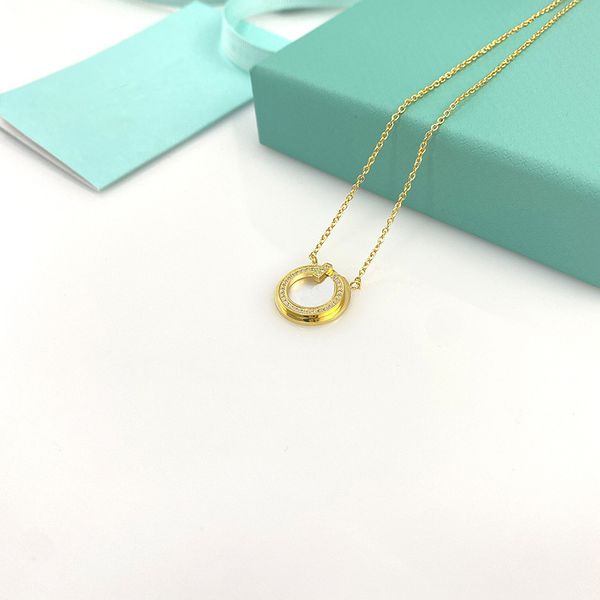 

link chains luxury designer womens necklace gold necklaces stainless steel pendants letter t diamond 18k gold plated gift chain circle penda, Silver