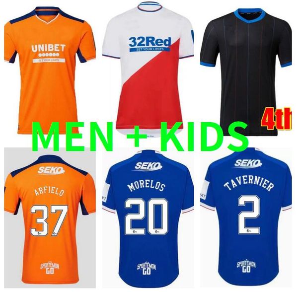 

22 23 glasgow rangers fc soccer jerseys legends 2022 2023 home away defoe hagi barker kent tavernier kent morelos third football shirts men, Black;yellow